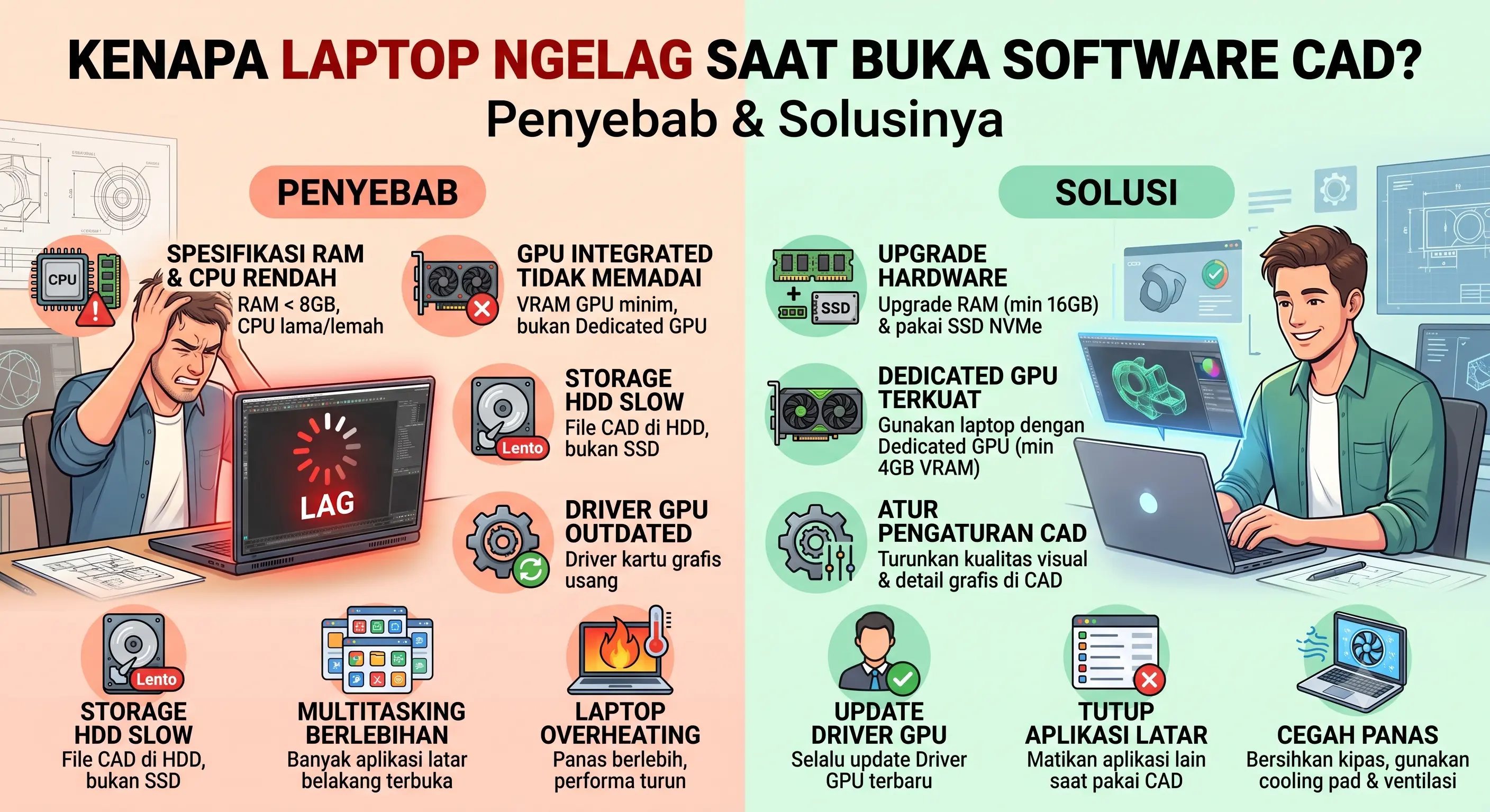 Kenapa Laptop Ngelag Saat Buka Software CAD? Penyebab & Solusinya